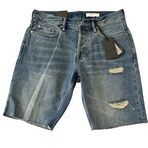 AllSaints Switch Skinny‎ Distressed Shorts - Dirty Indigo
